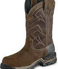 Two Harbors Men's Waterproof 11 Inch Non-Metallic Safety Toe Work Boot Brown Leather With Slip-Resistant Vibram Outsole side view