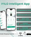 IYILO Intelligent App interface for Level 2 EV Charger With Energy Meter 11.5kW 48A J1772 Wall Mount Charger, app features displayed