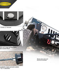 AWS Aluminum Winch Shackle for safer, stronger off-road recovery with synthetic rope and wire cable on Jeep vehicle