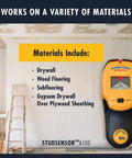 Smart Stud Finder And Wall Scanner With Edge Locating Tech And WireWarning AC Detection for different materials display