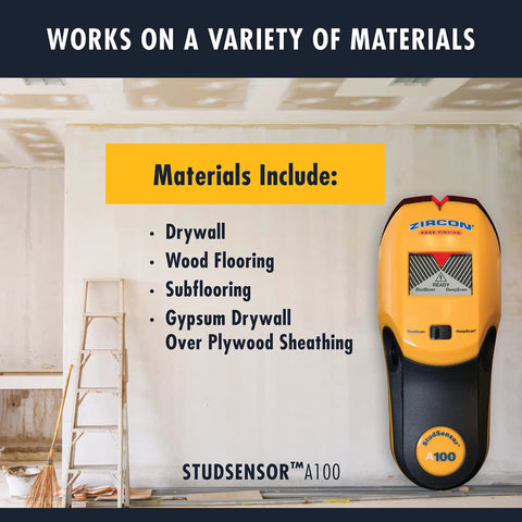 Smart Stud Finder And Wall Scanner With Edge Locating Tech And WireWarning AC Detection for different materials display