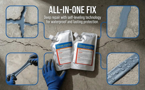 Self Leveling Concrete Crack Filler 2 Pack 2.21 Lb High Elasticity Waterproof Repair Sealant for driveways and outdoor concrete joints