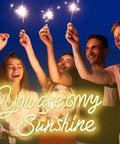 Group holding sparklers above 'You Are My Sunshine' neon sign, Personalized You Are My Sunshine Neon Sign Large 23 Inches Dimmable LED Neon Light