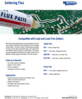 Rosin Flux Paste 8342 RA applied on circuit board for electronics soldering, DIY repairs, lead free or conventional solder.