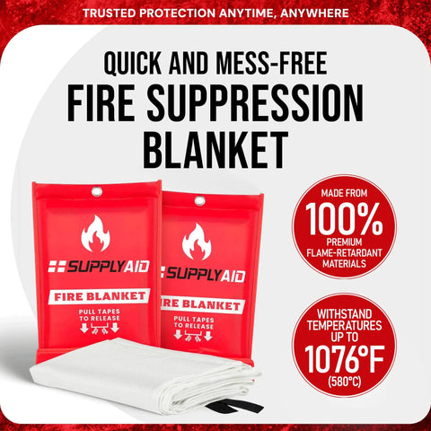 Emergency Fire Blanket 2-Pack For Home And Outdoor Safety No Mess Quick Deploy Grab-And-Go Fire Suppression For Small Fires