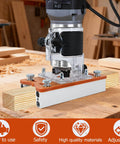 Pro Grade 2-In-1 Router Jig For Slotting And Positioning, Heavy Duty Aluminum Adjustable Bracket, visible on a workbench