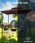 8x5 Grill Gazebo All Weather Outdoor BBQ Canopy with Steel Frame Two Shelves and Utensil Organizer Bottle Opener in backyard