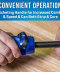 Hands using Hardline Coring And Stripping Tool Kit For 540QR Cable With Heavy Duty Aluminum Body to strip cable