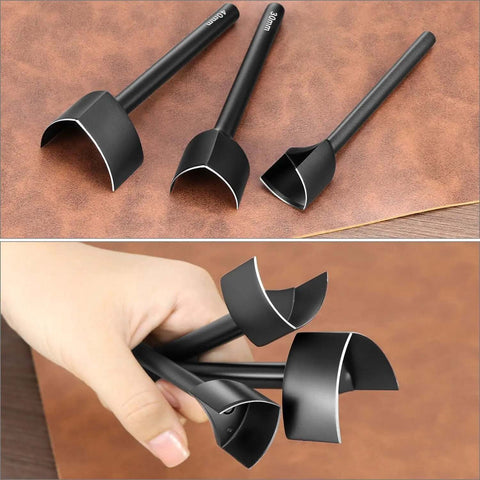 Leather Corner Punch Set With V Shaped Punches In 0.98 In, 1.18 In And 1.57 In for DIY leatherworking projects.