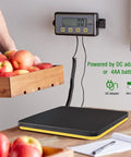 Heavy Duty 400 Pound Digital Receiving Scale With Anti Slip Aluminum Platform For Restaurant And Catering High Accuracy Kitchen Food Scale With Hold Tare Auto Off Dual Unit Kg Lb And Large LCD Display weighs basket of apples