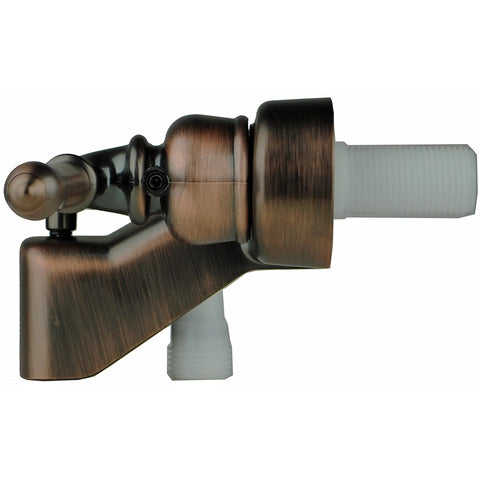 RV Shower Faucet Valve Diverter With Matching Go To Handheld Shower Set In Brushed Bronze Finish, side view angle