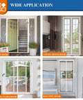 Wide application of magnetic screen on front, living room, sliding patio, and balcony doors, Hands-Free Magnetic Door Screen For 36x80 Inch Doors Tear-Resistant High-Density Fiber Mesh Pet And Kid Friendly Auto-Closure With Strong Magnets Keeps Bugs Out Easy Walk-Through White.