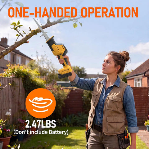 Cordless Reciprocating Saw Tool Only, 20V Max Battery Compatible, lightweight for DIY demos.