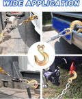 Beefy 4 Pack One Quarter Inch Clevis Slip Hooks Without Latch, Heavy Duty Grade 70 Tow Chain Hooks, 2600 Lbs Working Load Limit in use