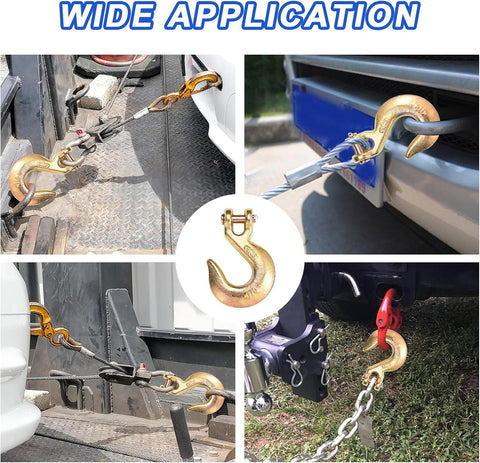Beefy 4 Pack One Quarter Inch Clevis Slip Hooks Without Latch, Heavy Duty Grade 70 Tow Chain Hooks, 2600 Lbs Working Load Limit in use