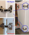 Heavy Duty Clip On Lazy Susan Hinge Set for Corner Cabinets, 135 Degree Folding Door Installation, Brushed Nickel Hardware