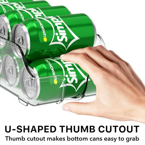 Slick Soda Can Organizer And Drink Dispenser Set Of Two For Fridge Or Pantry With Auto Roll Front To Keep Standard 12 Oz Cans Rolled Right Out Without The Hassle