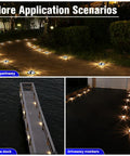 12 Pack Solar Ground Lights With Dual Color Modes White And Blue Waterproof Driveway Marker Lights illuminating pathways.