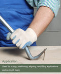 Person using 15 Inch Wrecking Bar Pry Bar With Hexagonal Steel Shaft Angled Chisel End Wide Claw For Demolition