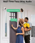 Outdoor Security Camera With 2K 4MP HD Video, Wired Indoor Outdoor Surveillance For Home above door, two-way audio demonstration.