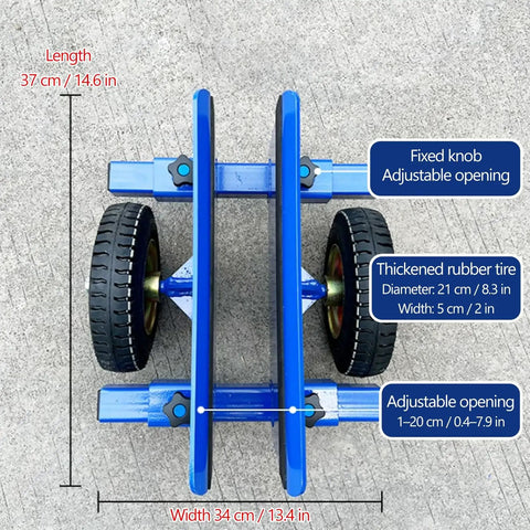 All Terrain Hand Truck With Non Slip Wheels And Alloy Deck For Grass Concrete Sand And Mud Smooth Quiet Operation With Shock Absorption Heavy Duty Metal Dolly, 21 cm wheels