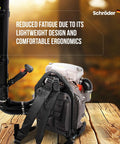 Gas Backpack Leaf Blower Delivers 3.7 HP Power From 63.3cc Engine With Up To 230 MPH Airspeed And 920 CFM For Quick Wet And Dry Debris Cleanup, Ultra Light At 19.5 Pounds, SR 6400L Backpack Blower Pro Ready displays ergonomic design with balanced straps on a wooden surface