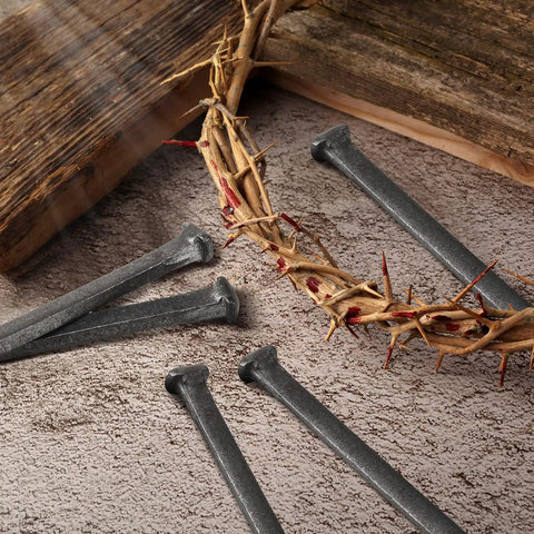 Six Inch Crucifix Iron Nails Set With Flat Head Tacks For Church Decor And Home Display Heavy Metal Sacred Ornaments 6 Pc Pack