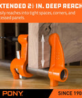 Heavy Duty Deep Reach Pipe Clamps 2 Pack For Woodworkers And Diy Crews 3/4 Inch Threaded Steel Vise Kit showing 2.5 inch throat depth on wood.