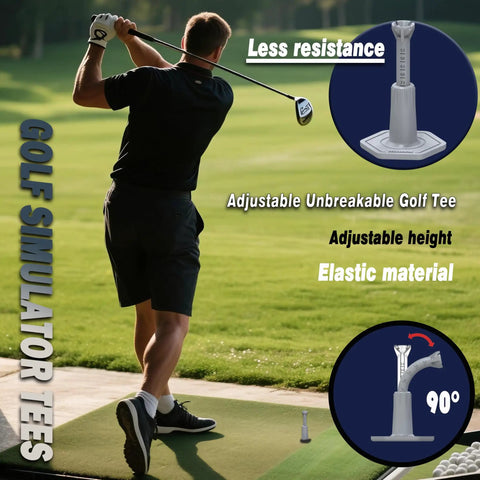 Adjustable Golf Tees For Indoor And Outdoor Practice For Mats, Rubber Driving Range Tees with Two Pole Height shown in use