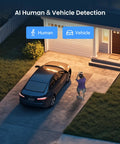 Person walking near car in driveway, AI Human and Vehicle Detection, Eight Channel AI Surveillance DVR With H265 Plus 5MP 3K Lite Hybrid 4 In 1