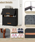 5 Tier Shoe Storage Cabinet With Door Covered Shoe Rack Organizer for Entryway and Closet Holds 20 Pairs of Shoes Durable Plastic Shelves Keeps Your Shoes Neat and Clutter Free Easy Access shown in entryway, highlighting storage capacity.