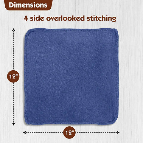 Bulk Auto Shop Towels 14x14 Inches 100 Percent Cotton Lint Free Rags For Mechanics 500 Pack Blue Commercial Grade