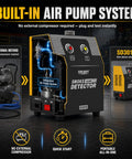 No Sweat Garage Boss Auto Smoke Leak Detector Machine Pumping Heavy Dense Fog Streams For Locating Silent Micro Leaks Inside Evaporative Intake Systems For Home Mechanic Projects with built-in air pump system.