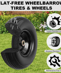 No Flat 13 Inch 4.00-6 Wheelbarrow Tire And Wheel 2 Pack with impact-resistant build, centered hub on grass