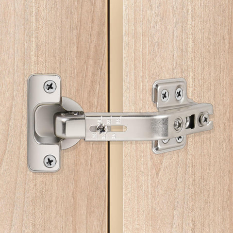 135 Degree Lazy Susan Cabinet Hinge for Full Overlay Concealed Corner Cabinets, metal hinge installed on wooden cabinet door.