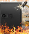 144 Key Safe Cabinet Fireproof Lock Box With Key Tags, Heavy Duty Anti Theft Wall Mount Organizer, flames and hammer