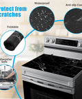 Extra Large Black Marble Stove Top Cover For Electric And Glass Ceramic Cooktops, Heat Resistant 28.5 By 20.5 Inches shown on stove