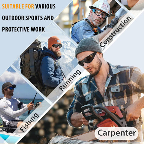 Premium Wrap Around Antifog Safety Glasses With Protective Eyewear And Foam Seal Gasket Offering Kick Ass Impact Shield and Snag Free Vision On Heavy Duty Worksites Daily worn by individuals in fishing, running, and construction.
