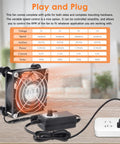 Keep Your Rig Chill With This 80Mm Adjustable Computer Cooling Fan Featuring Multi Voltage AC Plug And Quick Twist Control Knob For Gaming PCs Modems Cabinets Terrariums And Greenhouses. The image shows an 80mm cooling fan with variable speed control and mounting hardware.