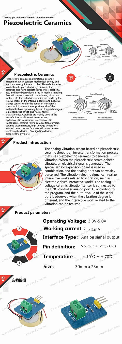 Five Pack Analog Piezoelectric Ceramic Vibration Sensor Module For Arduino DIY Kit Ideal For Prototyping And Learning Hands On Vibration Sensing For Makers Hobbyists And DIY Nerds, 30x23mm