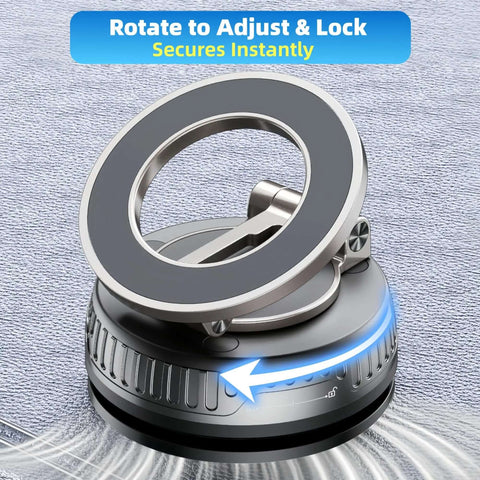 Close-up of MagSafe Car Phone Mount With 360 Degree Rotatable Holder showcasing vacuum suction and nano gel grip.