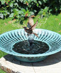 12.3 Inch Solar Fountain Bird Bath For Outdoors Metal Bird Bath Fountain For Garden And Patio Decor Blue No Wiring Needed