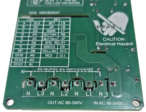 Close-up of circuit board for Plug And Play Light Sequencer Controller With External Start Stop And Pause Resume Pins, 110-240VAC, LED Light Show