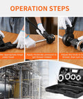 Ratcheting Pipe Threader Kit For Plumbers With Three NPT Dies One Half Inch Three Quarter Inch And One Inch Heavy Duty Pro Grade Portable Pipe Die Tool With Storage Case For Galvanized Steel Iron Copper Aluminum Pipes shown with instructions and case