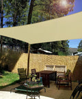 12x14 Sun Shade Sail Rectangle Outdoor Canopy Cover For Backyard Porch Pergola Deck Garden Patio Beige UV Block 180GSM HDPE