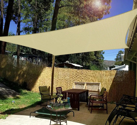 10 By 14 Feet Sun Shade Sail Rectangle Outdoor Canopy Cover UV Block For Backyard Porch Pergola Deck Garden Patio Beige