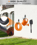 Heavy Duty Wall Mounted Hose Hanger 2 Pack Rustproof Metal Hose Holder With Screws installed outside holding garden tools