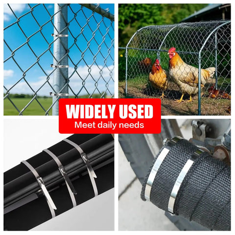Heavy Duty Metal Zip Tie Gun Set With 150 Pieces Stainless Steel Zip Ties for chain link, poultry fence, exhaust wrap
