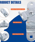 Beefed-Up Trailer Door Hasp Kit 1 Piece For Cargo Trailers, close-up of zinc-plated steel design showing rust-resistant features.