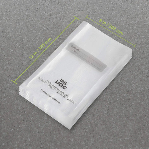 Commercial Grade Vacuum Sealer Bags 8 By 12 Inch Quart Size For Food Saver Seal A Meal BPA Free Heavy Duty For Vacuum Storage Meal Prep And Sous Vide Ready shown flat on surface